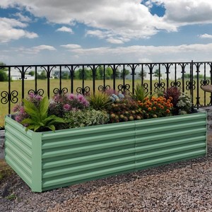 6x3x2 ft Galvanized Raised Garden Bed,24" Tall Metal Planter Box for Flowers Herbs Vegetables - 1 of 4