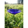 3" Iron and Crackle Glass Birdbath Bowl with Stake Cobalt Blue - ACHLA Designs: Hand-Blown, Weather-Resistant, No Assembly Required - 3 of 3