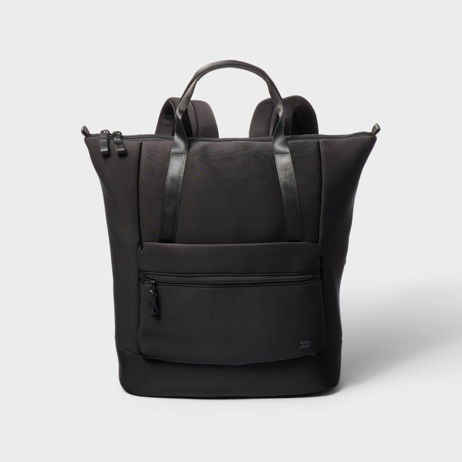 Faux Neoprene Tote Backpack - All in Motion™ Black: Water-Resistant Softside Knit