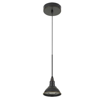 4.5" x 4.5" x 10.75" Metal Integrated LED Dimmable Kampia Pendant Fixture Dark Bronze - Cal Lighting