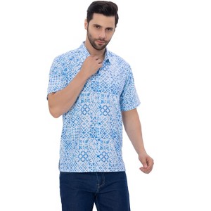 HAPPY BAY Mens Button Down Short Sleeve Holiday Casual Shirts - 1 of 4
