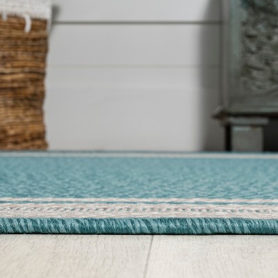 Modern Ivory Stripe 5' x 8' Synthetic Indoor/Outdoor Rug