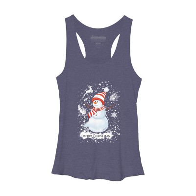 Women's Design By Humans Christmas snowman By werant Racerback Tank Top