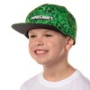 Minecraft Creeper Face AOP Youth Flat Bill Snapback OSFM Cap Hat Green - 2 of 4