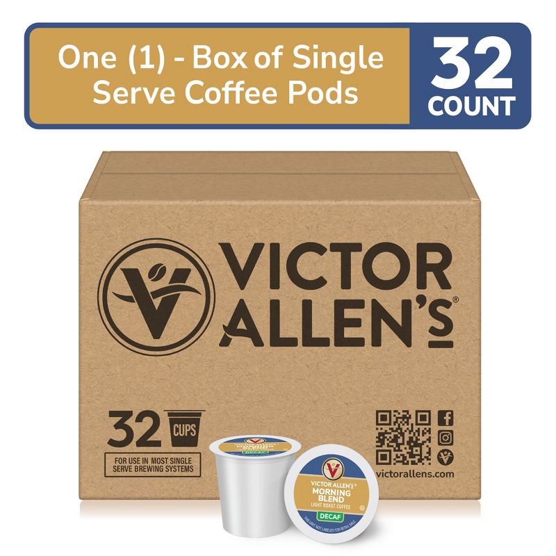 Victor Allen's Coffee Decaf Morning Blend, Light Roast, 32 Count, Single Serve Coffee Pods for Keurig K-Cup Brewers, 2 of 10