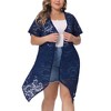 Agnes Orinda Women's Plus Size Lace Crochet Short Sleeves Sheer Open Front Trendy Cardigan - 2 of 4