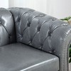 CAVINAS Chesterfield Sofa with Rolled Arm, Modern PU Leather 3 Seater Sofa Couch, Upholstered Vintage Couch for Living Room - 3 of 4