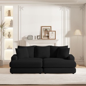 43.3"Corduroy Single Sofa With Back Pillow,Chaise Sofa,2 Toss Pillows And A Ottoman,Comfy Sofa Deep Seat Couch For Living Room-Cuddlewood - 1 of 4