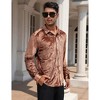 Men's Christmas Rose Print Long Sleeve Button Down Shirt Dress Wedding Party Shirt - 3 of 4
