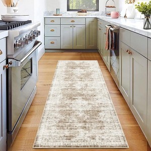 coucheta Washable Vintage Medallion Rug for Bedroom, Farmhouse Non-Slip Retro Floral Print Distressed Carpet, for Living Room, Dining Room, Office - 1 of 4