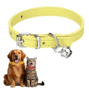 Unique Bargains Dog Collar with Bell Adjustable Buckle PU Leather Dog Collars - 1 of 4