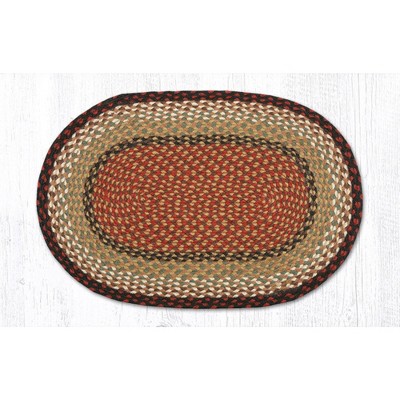 Earth Rugs Burgundy & Mustard Oval Braided Rug – Handcrafted Jute, Rustic Farmhouse Style Rug for Entryway or Kitchen