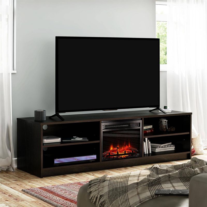 Newton Electric Fireplace Insert with 4 Shelves TV Stand for TVs up to 75" - Room & Joy, 3 of 10