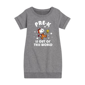 - Peanuts - Pre K is Out of This World Graphic Short Sleeve Fleece Dress - 1 of 4