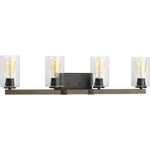 Progress Lighting Barnes Mill 4-Light Semi-Flush Mount, Antique Bronze, Clear Seeded Glass Shade - 1 of 3