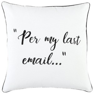 20"x20" Oversize Email Square Throw Pillow Cover - Rizzy Home: Cotton Canvas, Quote Pattern, Hidden Zipper Closure - 1 of 4