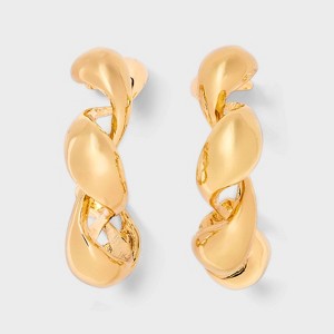 Two Row Textured Open Hoop Earrings - A New Day™ Gold: Nickel-Free Metal, Post Closure, 1.72" Length - 1 of 3