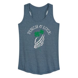 Women's - Instant Message - St. Patrick's Day Pinch Of Luck Skeleton Graphic Racerback Tank - 1 of 4