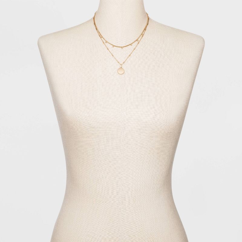 Ball &#38; Medallion in Worn Gold Layer Necklace - Universal Thread&#8482; Gold, 3 of 7