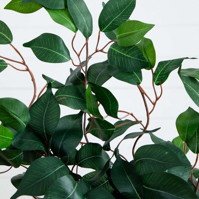 4-Foot Green Silk Ficus Tree in Black Pot