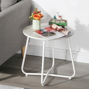 VECELO Patio Outdoor Side Snack Table, Small Round Anti-Rust Metal Style Desk for Garden or Balcony - 1 of 4