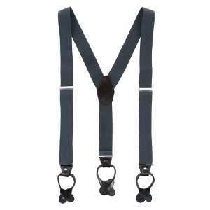 CTM Men's 1.375 Inch Wide Solid Color Y-Back Button-End Suspenders - 1 of 4