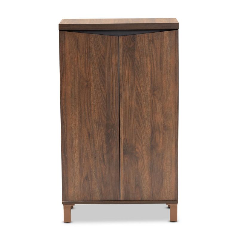 Talon Two-Tone Wood 2 Door Shoe Storage Cabinet Walnut Brown/Dark Gray - Baxton Studio, 4 of 14