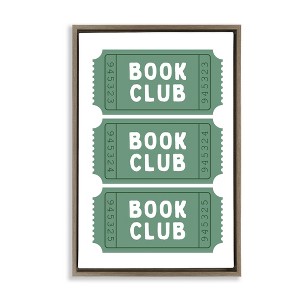 Stupell Industries Green Book Club Tickets Floating Frame Canvas Art, Brown, 21" x 31" - 1 of 4