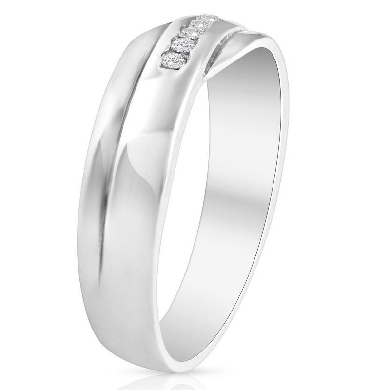 Pompeii3 Mens Cut Diamond Wedding Ring 1/6cttw 10K White Gold High Polished Channel Set, 3 of 5