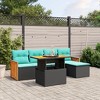 vidaXL 6 Piece Patio Sofa Set with Cushions Black Poly Rattan - without storage - 2 of 4
