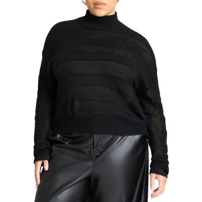 ELOQUII Women's Plus Size Dolman Striped Sweater