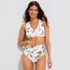 Lands' End Women's Chlorine Resistant V-neck Midkini Swimsuit Top and High Leg High Waisted Bottoms 2 Piece Set - 4 of 4