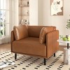 39" Vintage Faux Leather Lounge Chair for Living Room Bedroom,Deep Seat Upholstered Accent Armchair,Home Office Comfy Reading Chair-Coolbibila - 2 of 4