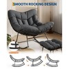 Outdoor Papasan Rocking Chair with Footrest, Oversized Lounge Chair with Ottoman and Sturdy Metal Frame, Patio Rattan Egg Rocker for Balcony - 4 of 4