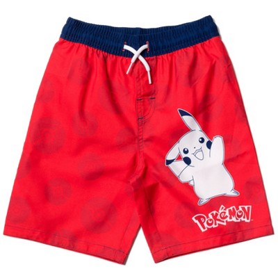 Pokemon Pikachu Little Boys Swim Trunks Bathing Suit Red 5-6