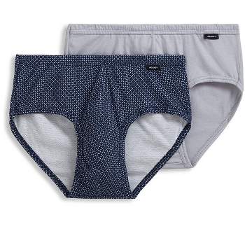 Jockey Mens Elance Poco Brief 2 Pack Underwear Briefs 100% Cotton L Cloudy  Day Geo/silver Line Grey : Target
