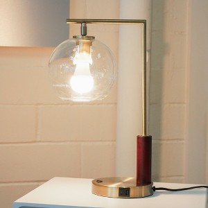 Right-Angle Glass Table Lamp – Bronze Finish, Modern Classic 110V Plug-In Light for Living Room, Bedroom or Study - 1 of 4