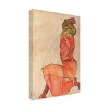 Trademark Fine Art -Egon Schiele 'Kneeling Woman In Orangered Dress' Canvas Art - 4 of 4