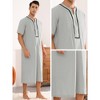 Lars Amadeus Men's Loose Fit Short Sleeves Solid Color Nightgown - 3 of 4
