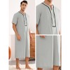 Lars Amadeus Men's Loose Fit Short Sleeves Solid Color Nightgown - image 3 of 4