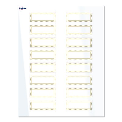 Avery Labels, 1" x 2-5/8", Glossy White, Gold Border w/ Gold Dots, 160ct