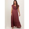 PinkBlush Burgundy Smocked Top Woven Maternity Maxi Dress - 2 of 4
