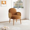 ORRD Mid-Century Velvet Accent Chair with Rattan Armrests & Wooden Legs for Living Room, Bedroom, Study - Ivory - 3 of 4