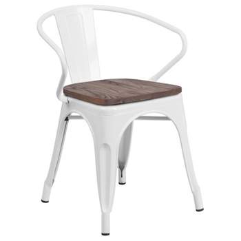Flash Furniture Metal Chair with Wood Seat and Arms
