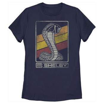 Women's Shelby Cobra Distressed Retro Striped Logo T-Shirt