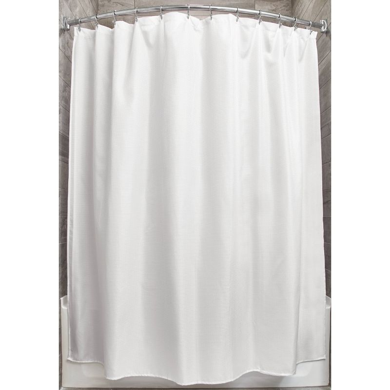 iDESIGN 54&#34;x78&#34; Carlton Stall Size Waffle Fabric Bathroom Shower Curtain White, 2 of 5
