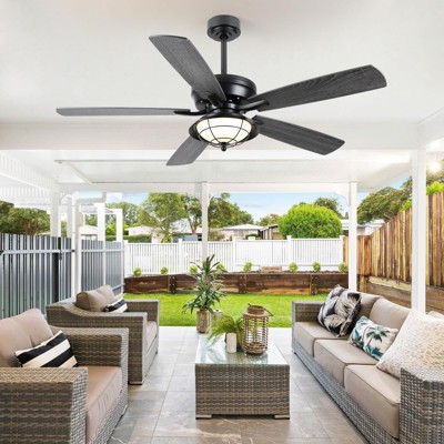 Kviflon 52 Inches Downrod Ceiling Fan with Light,3CCT LED Light,Reversible DC Motor,2 Downrod Inside