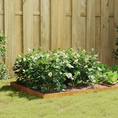 VidaXL Garden Raised Bed 39.4 in.x39.4 in.x7.3 in. Corten Steel