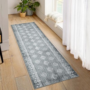 Boho Area Rugs Washable Rug Moroccan Lattice Rugs Living Room Rug Non-Slip Non-Shedding Carpet Soft Geometric Rugs - 1 of 4