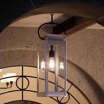 Urban Ambiance Luxury Modern Farmhouse Outdoor Pendant,  27-3/8"H x 7"W,  Stainless Steel Finish, UHP1134